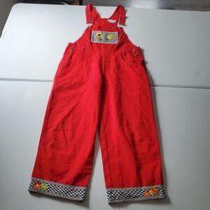 Vintage Quirky Garden Overalls Womens XL Floral Gingham Wide Leg 90s USA Unique